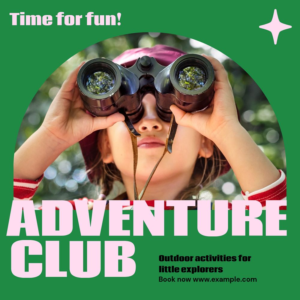 Kids adventure club Facebook post template, editable social media ad