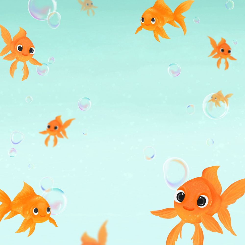 Goldfish bubbles background, editable illustration border