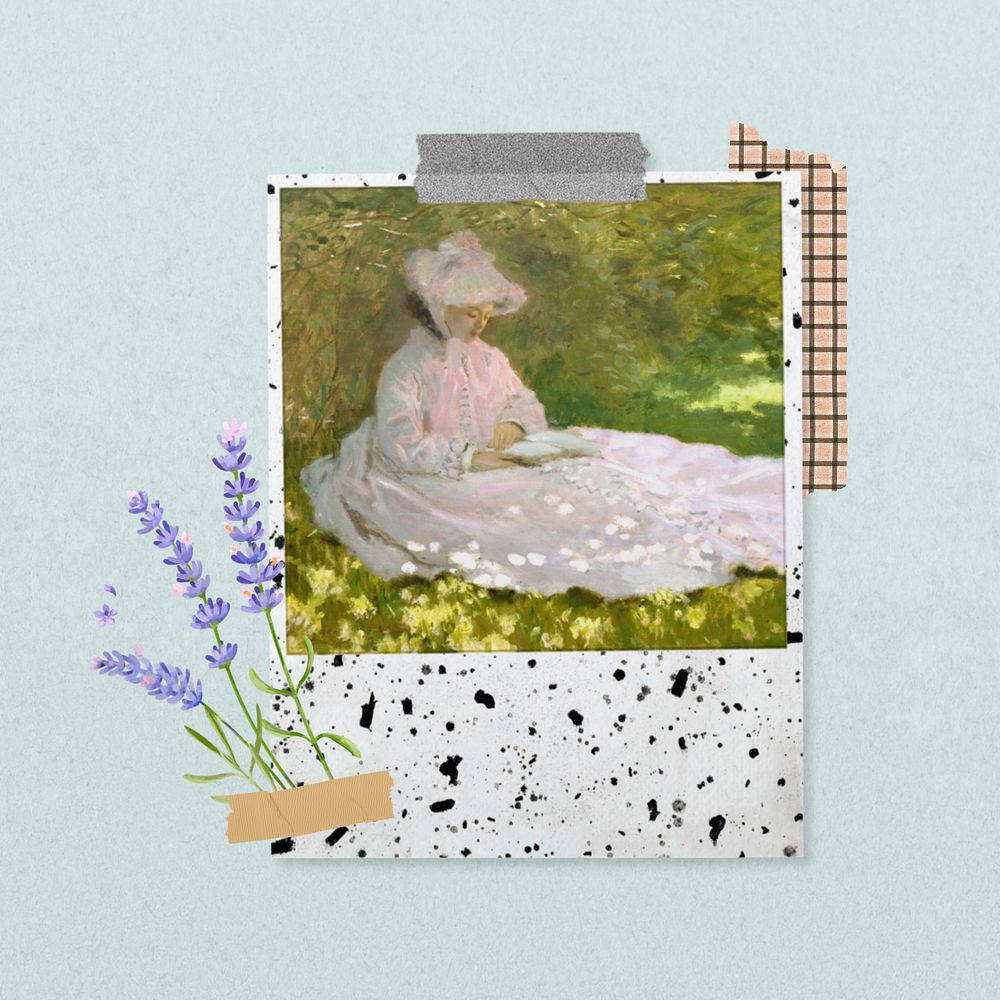 Monet's Springtime instant film mockup. Remixed by rawpixel.