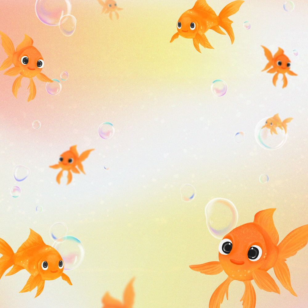 Goldfish bubbles background, editable illustration border