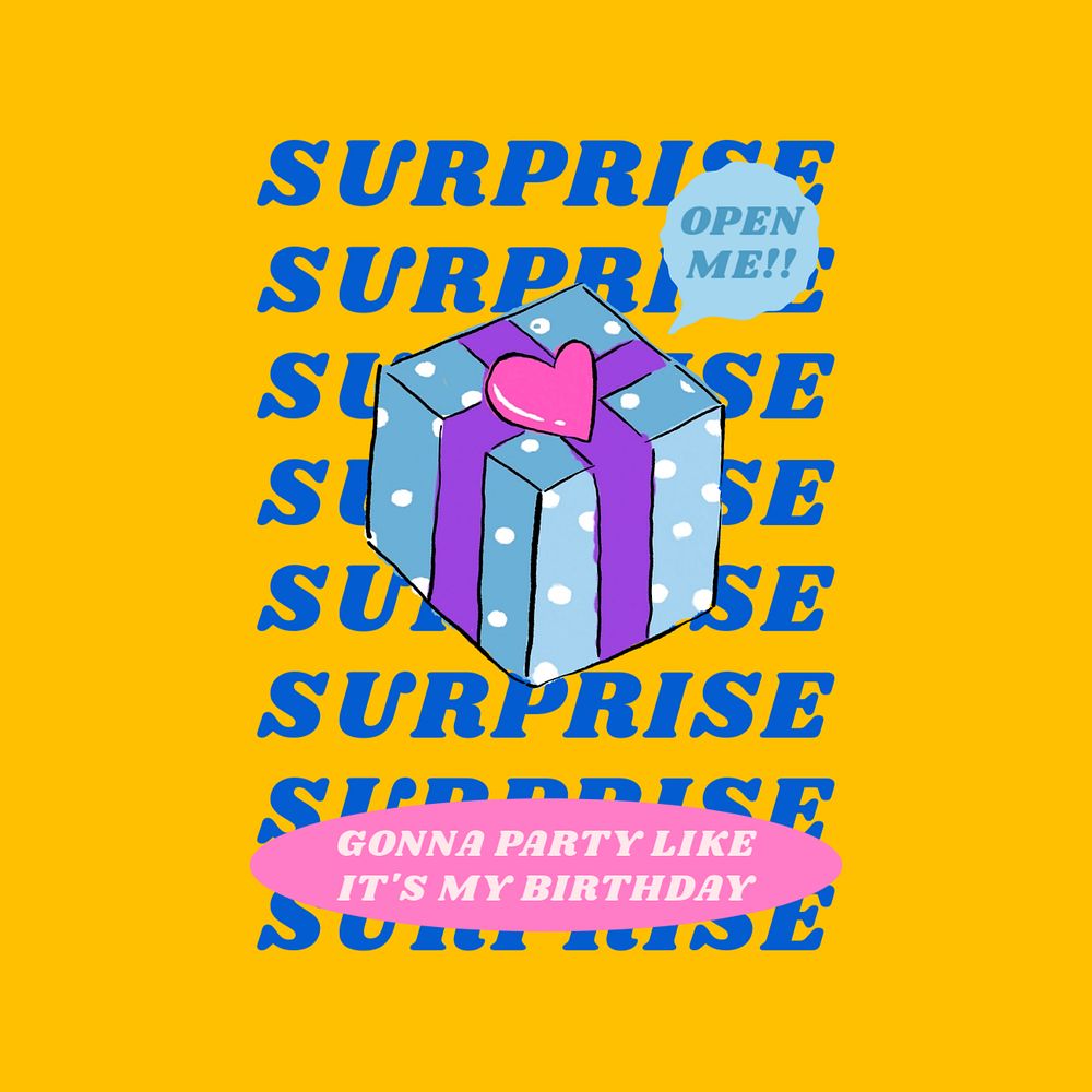 Surprise party, funky editable illustration design