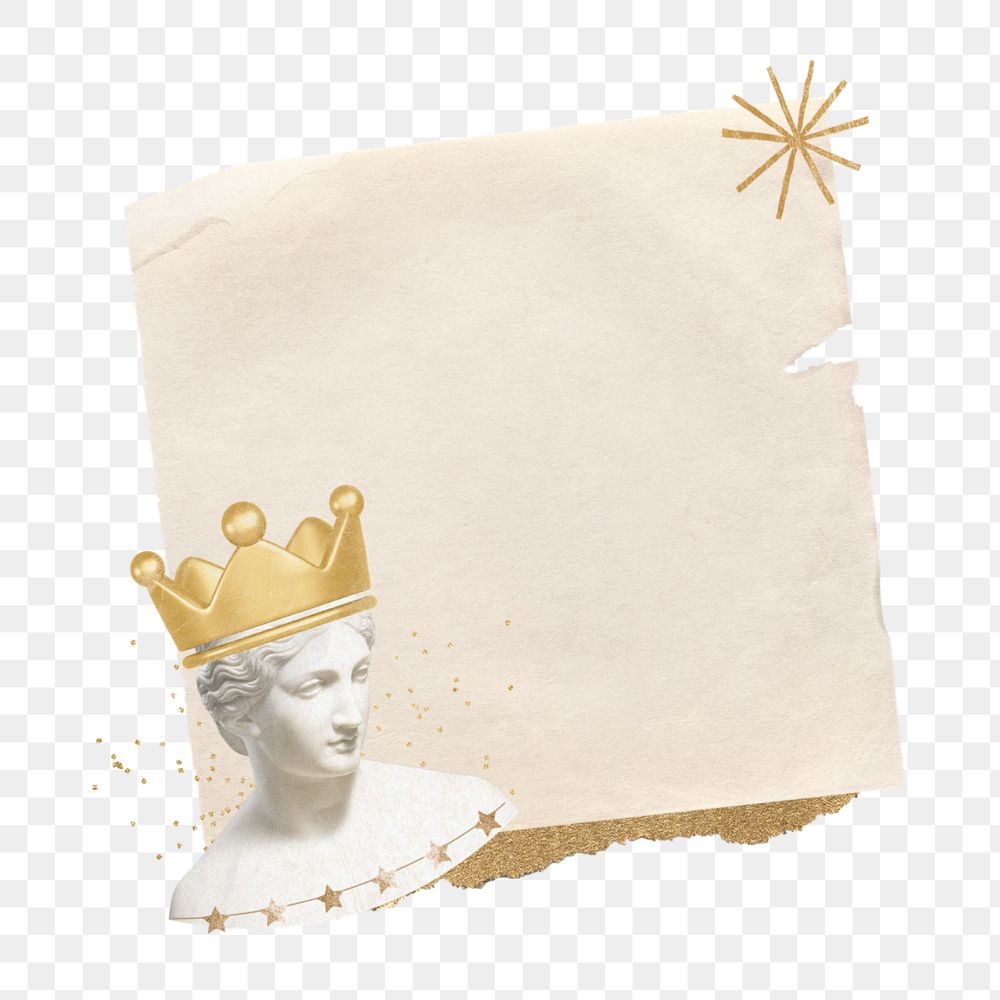 Greek Goddess queen statue png, note paper remix, editable design