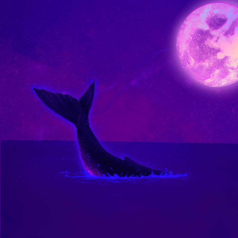 Glowing purple sea, aesthetic illustration, editable design