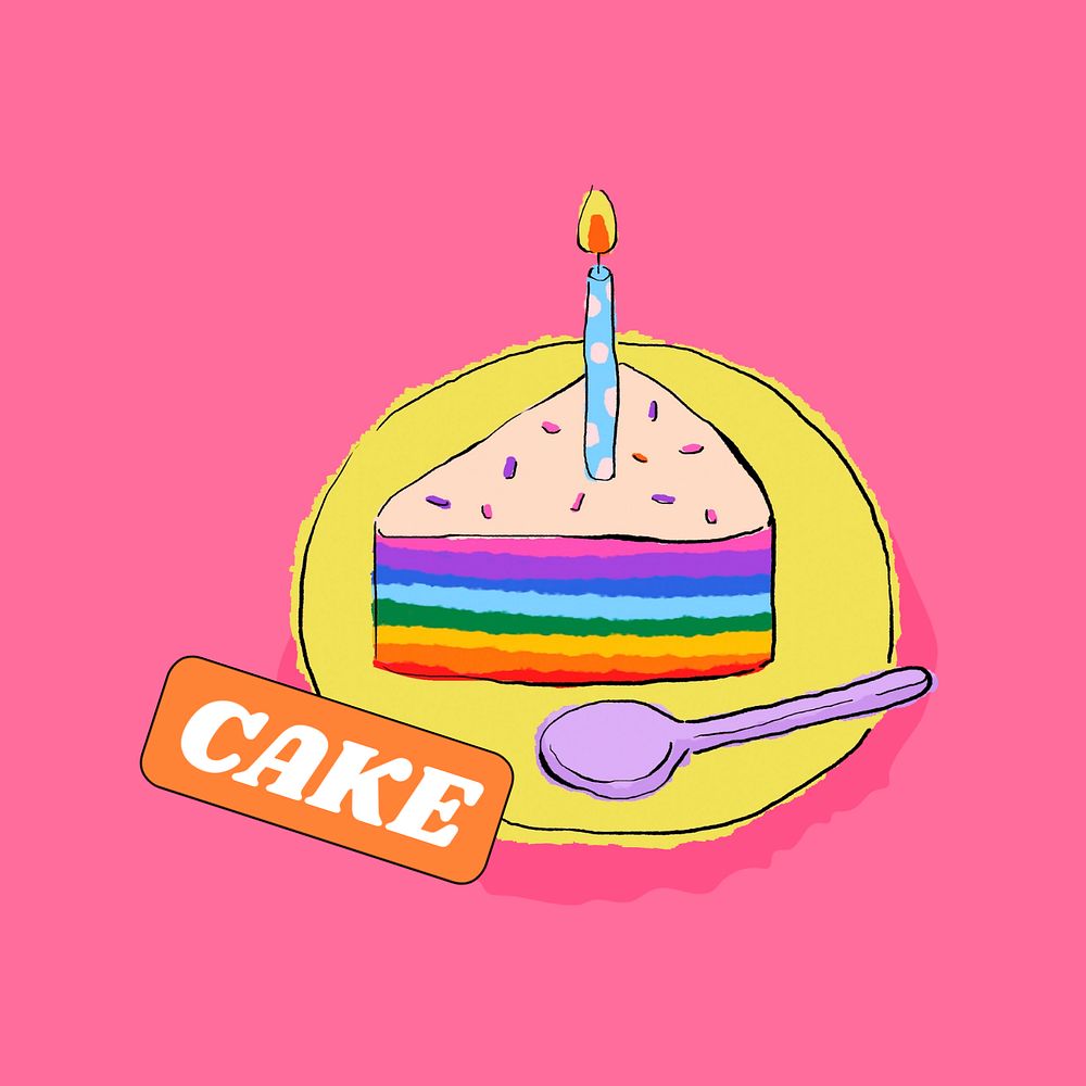 Birthday cake, funky editable illustration design