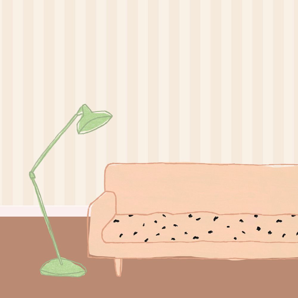 Living room hand drawn illustration, editable design