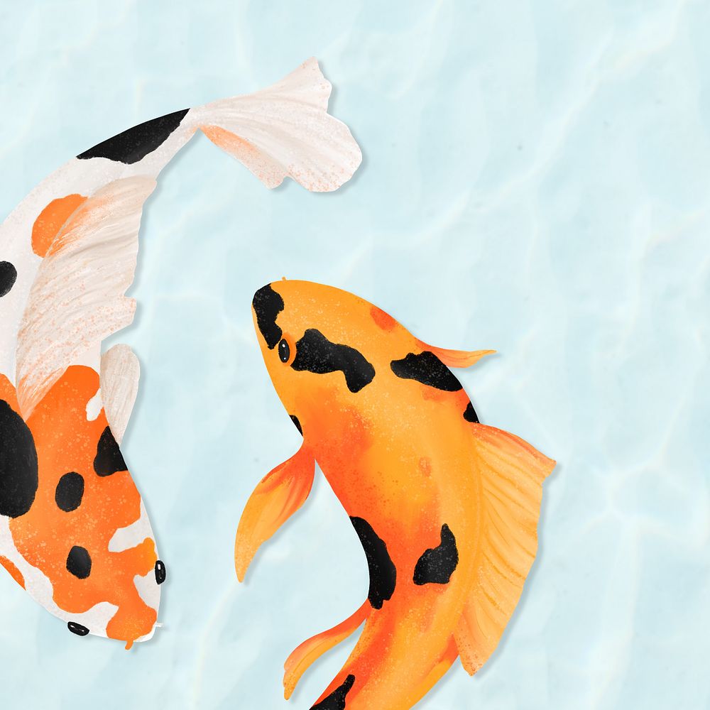 Koi fish background, customizable aesthetic illustration remix