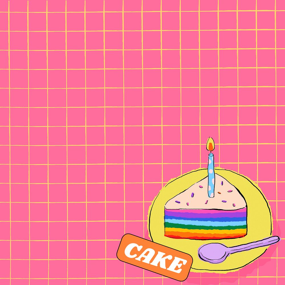 Birthday cake, pink background, editable design