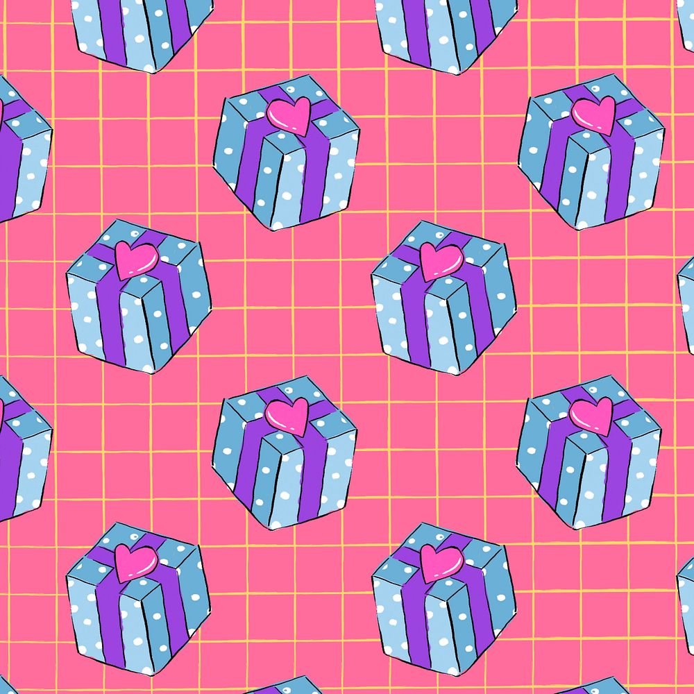 Birthday gift pattern, pink background, editable design