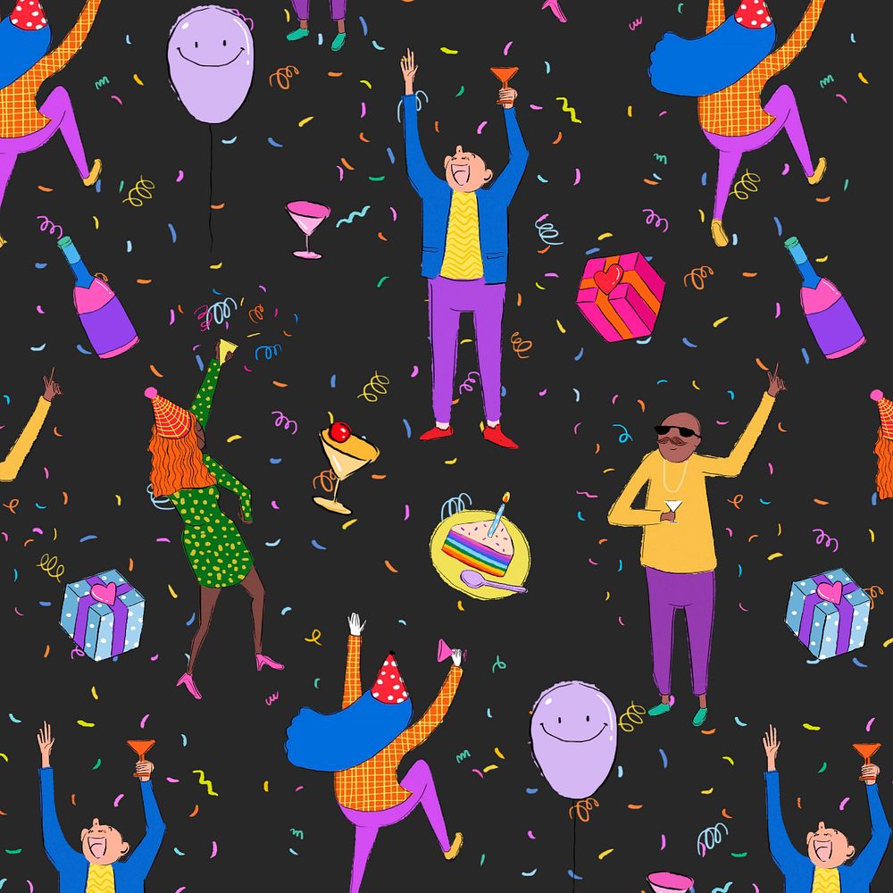 Party people, black background, editable design