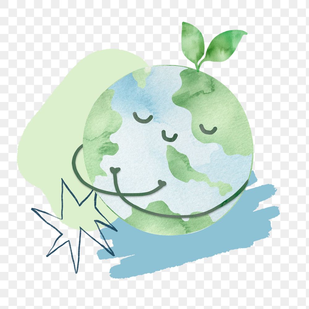 Cute green globe png, environment collage art, editable design