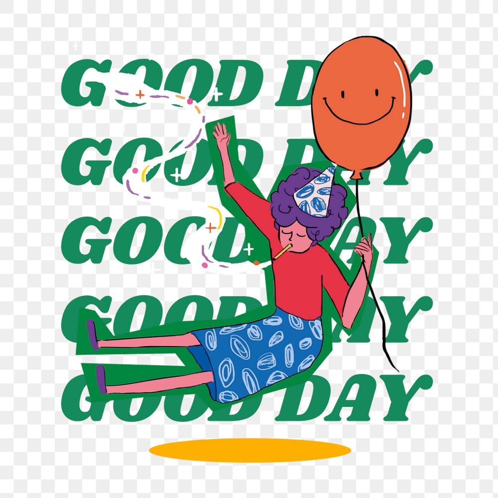 Good day illustration png sticker, editable element group