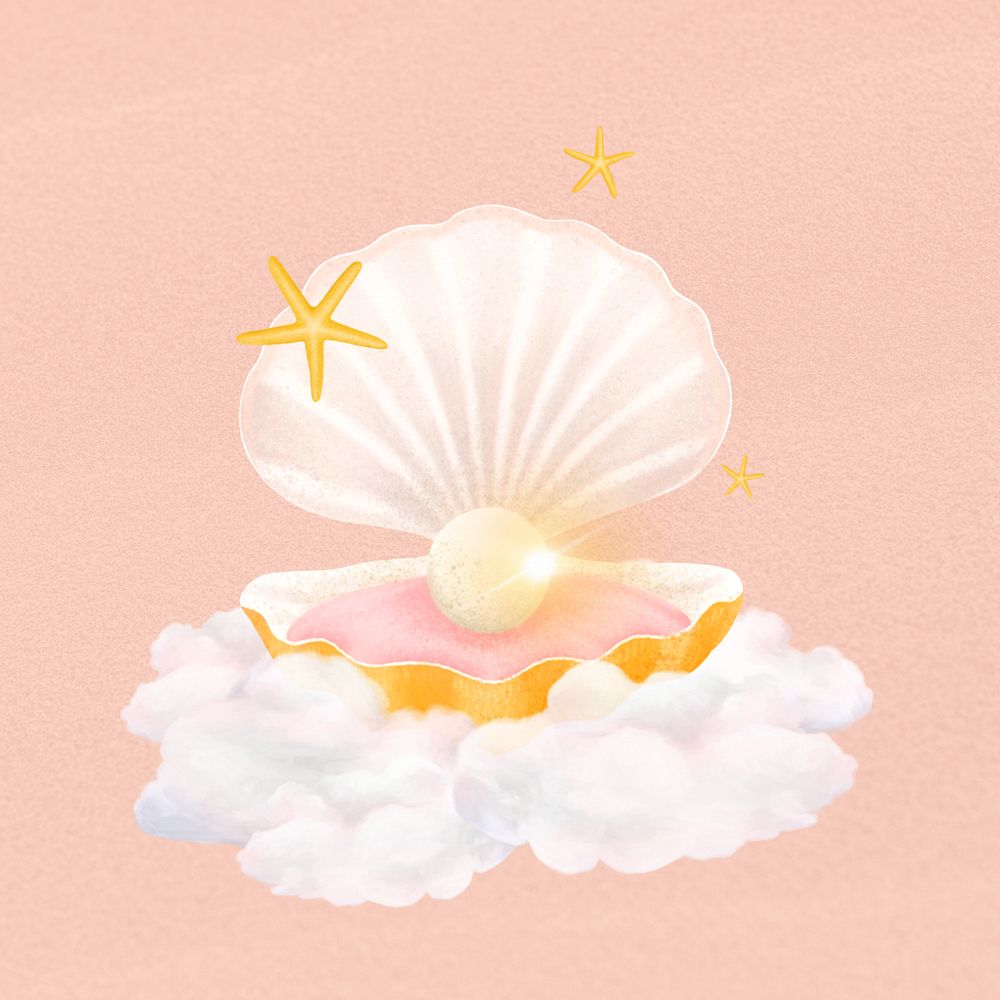 Aesthetic pearl shell, aesthetic illustration, editable design