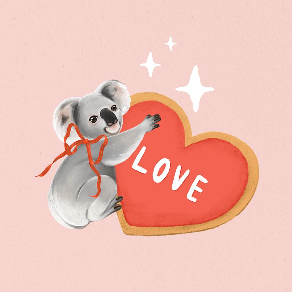 Valentine's koala, aesthetic illustration, editable design