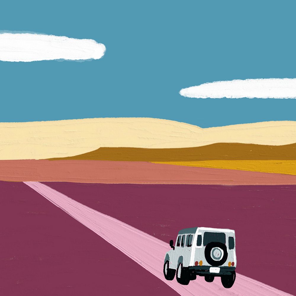 Road trip, editable remix acrylic texture design