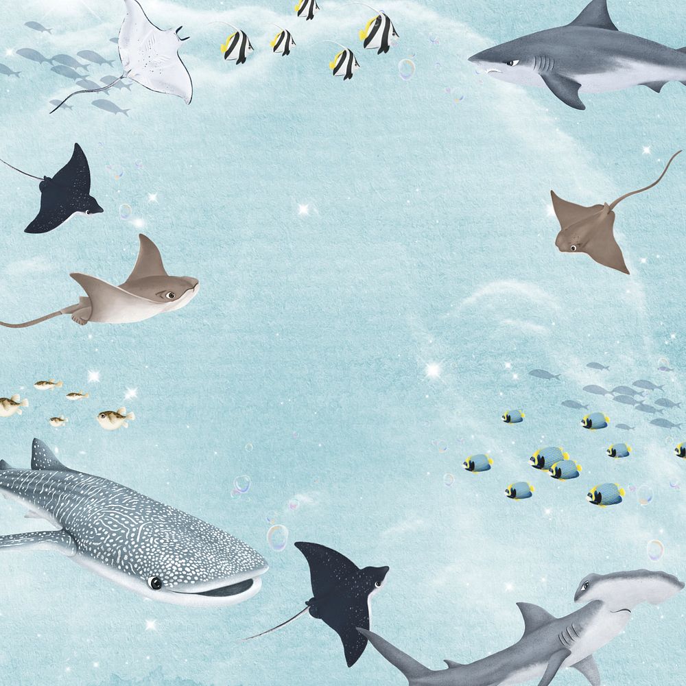 Fish & sea life background, editable illustration border