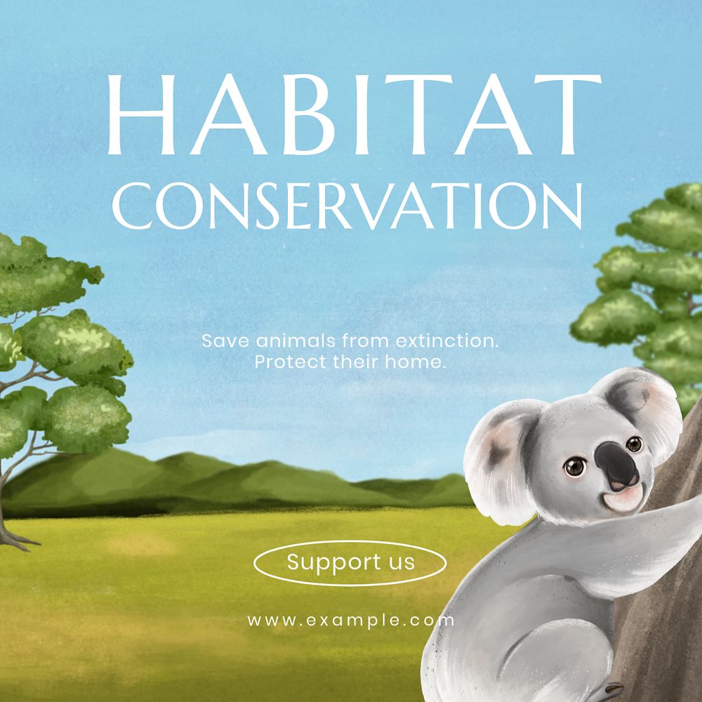 Habitat conservation Instagram post template, editable aesthetic paint remix 