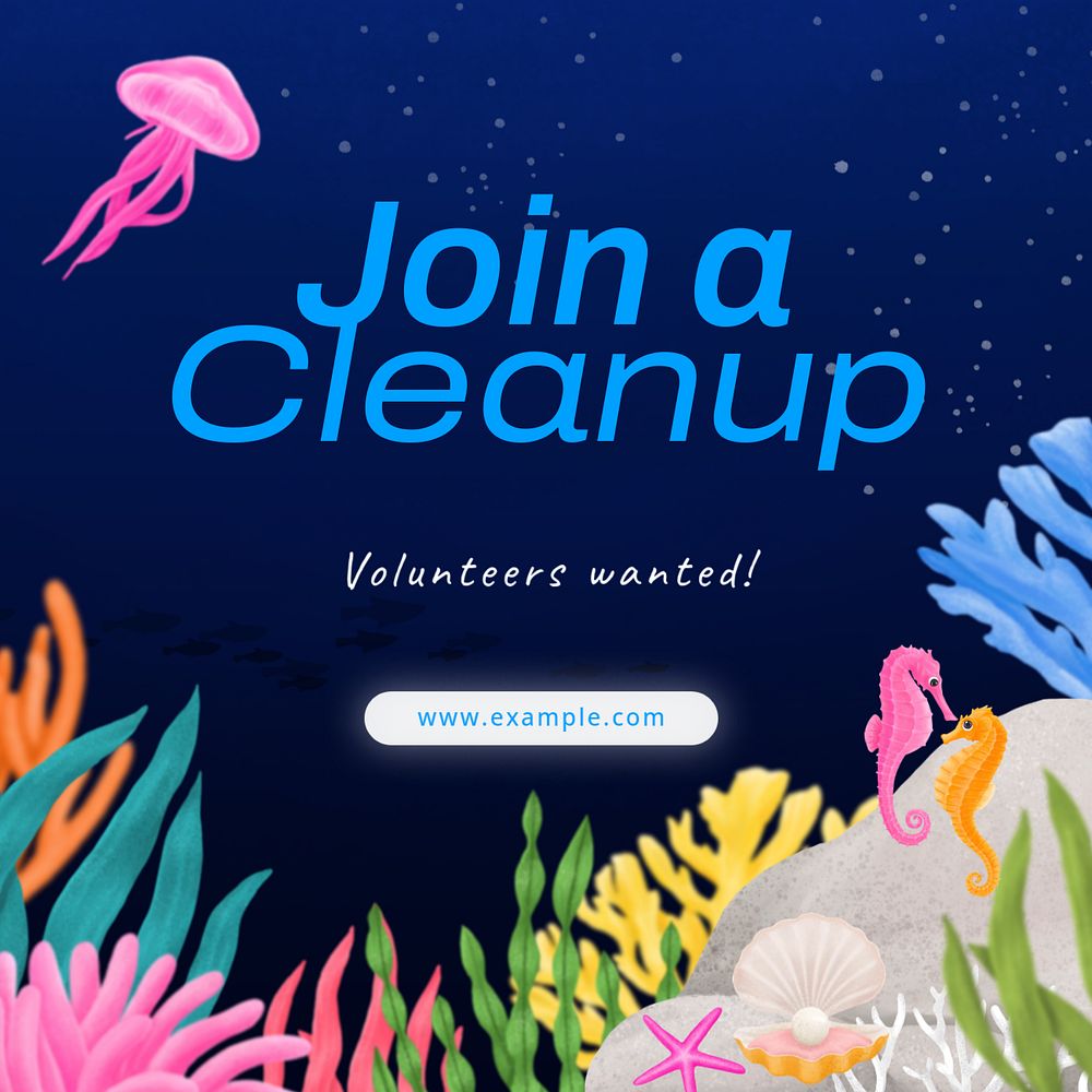 Beach cleanup Instagram post template, editable aesthetic paint remix 