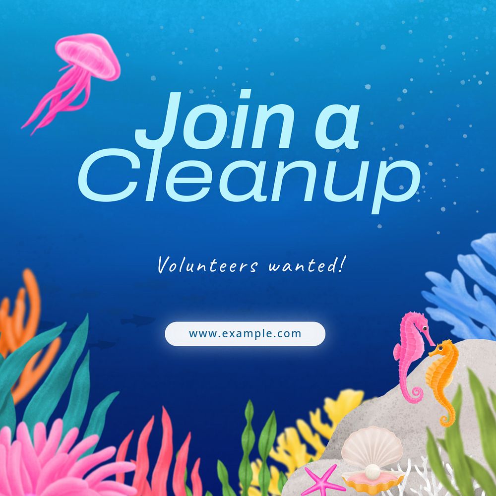 Beach cleanup Instagram post template, editable aesthetic paint remix 