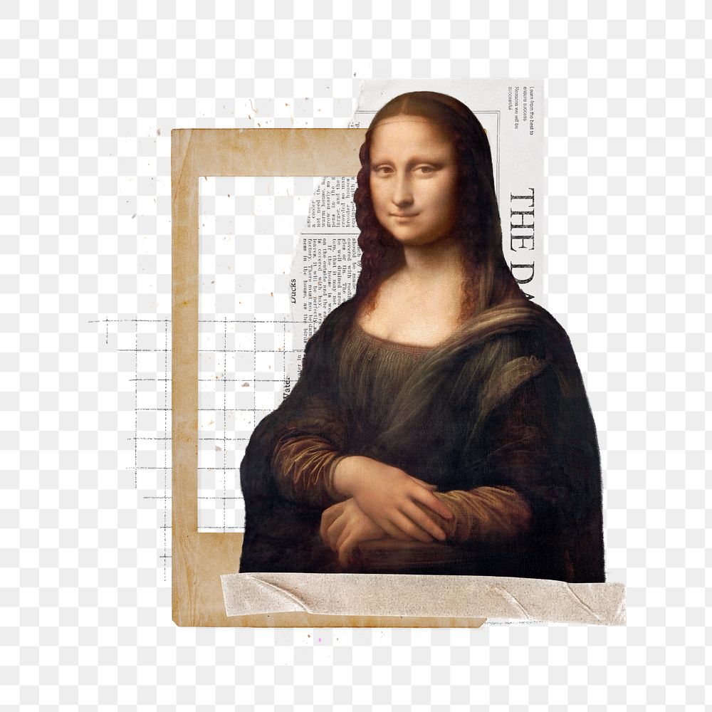 Mona Lisa aesthetic png paper collage, editable Leonardo da Vinci's famous artwork. Remixed by rawpixel.