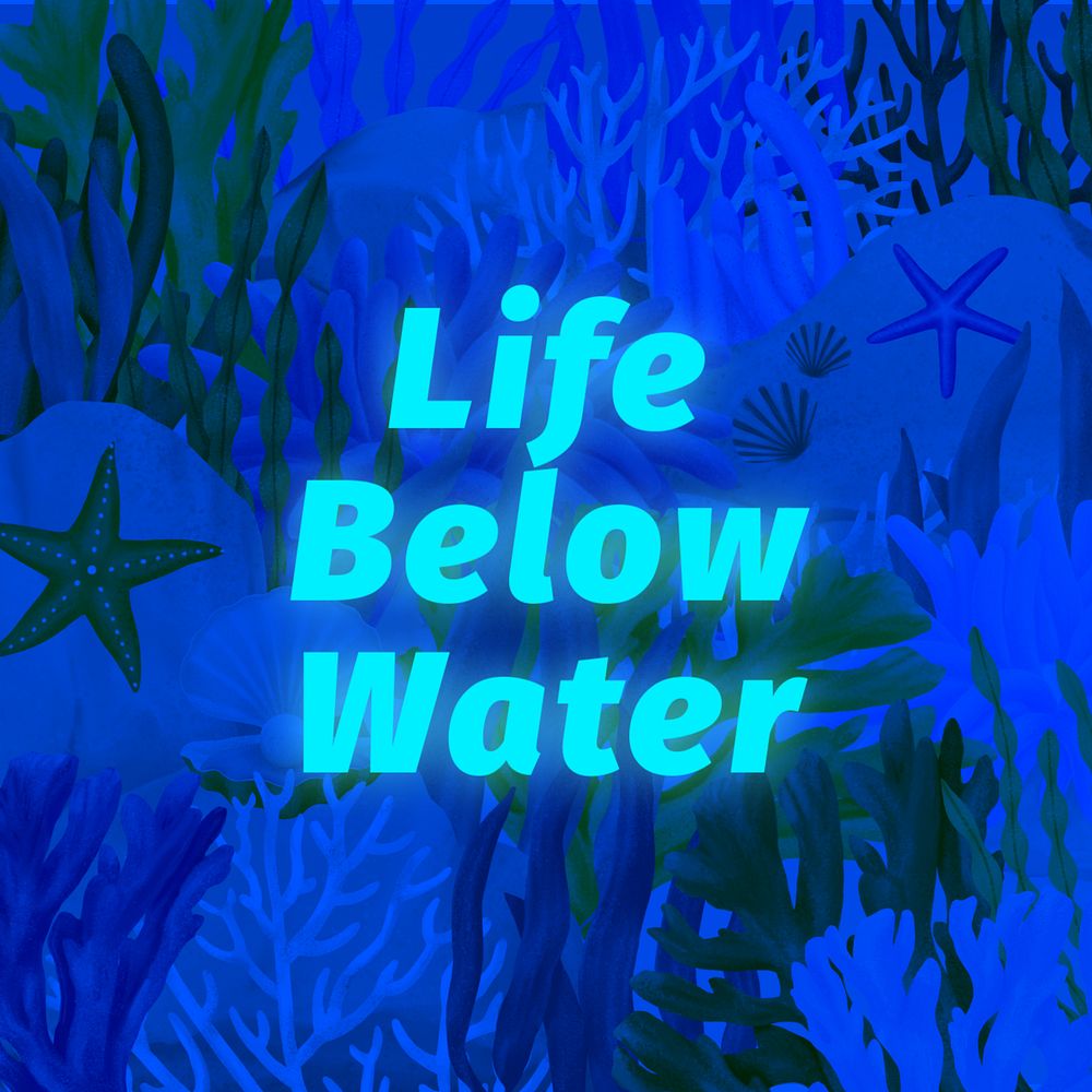 Life below water Instagram post template, editable aesthetic paint remix 