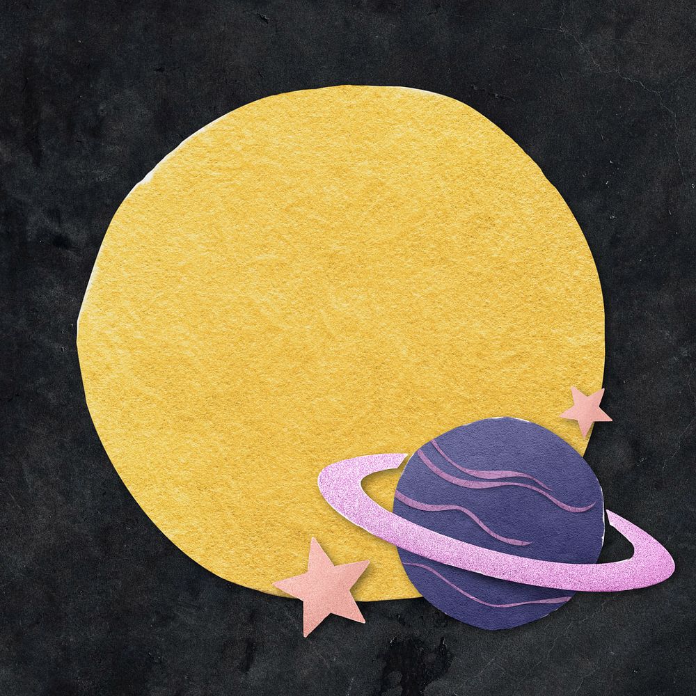 Saturn paper craft frame editable background, collage remix