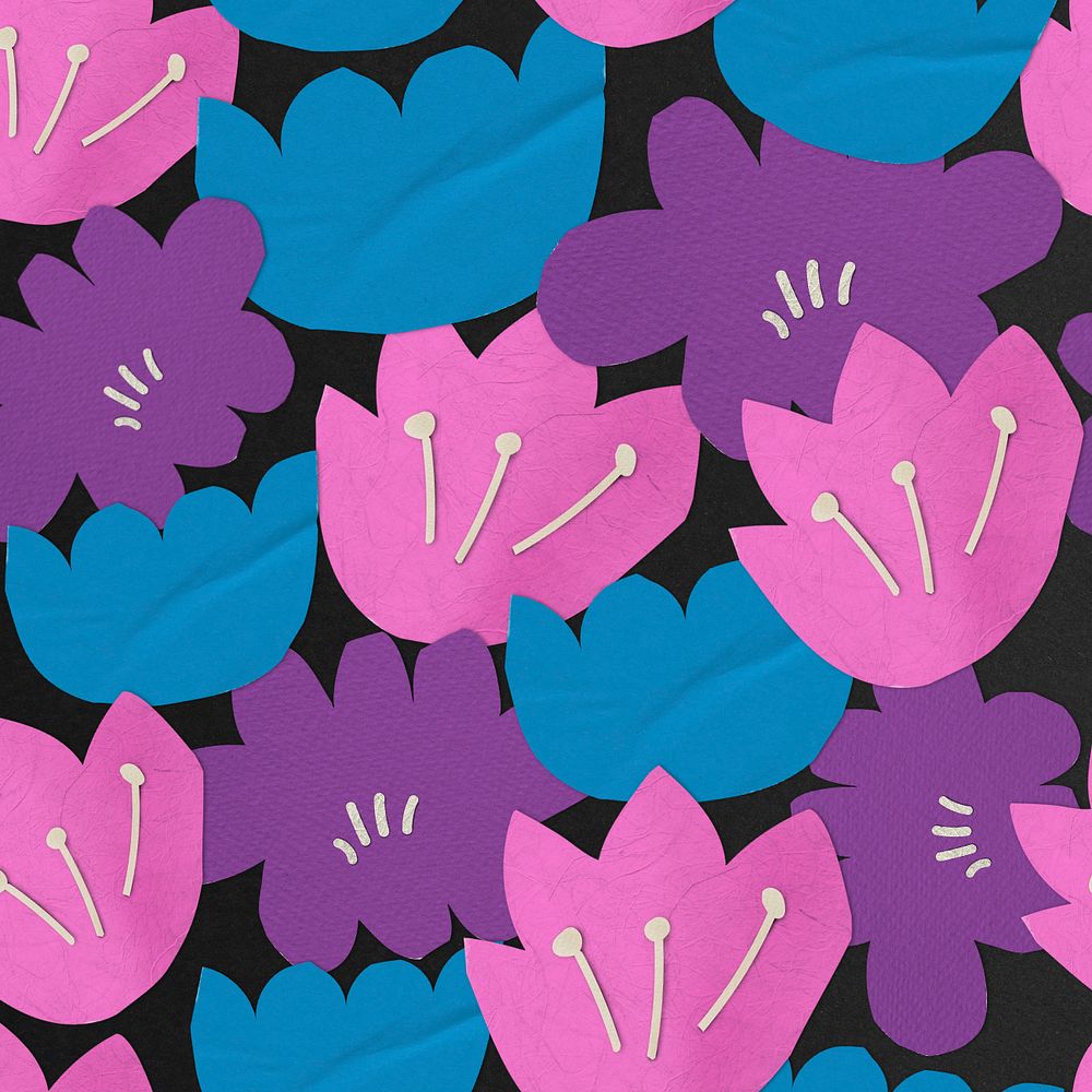 Colorful tulip flowers editable paper craft background