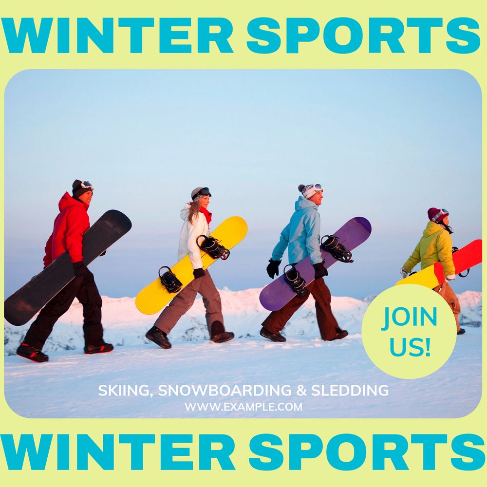 Winter sports Facebook post template, editable social media ad