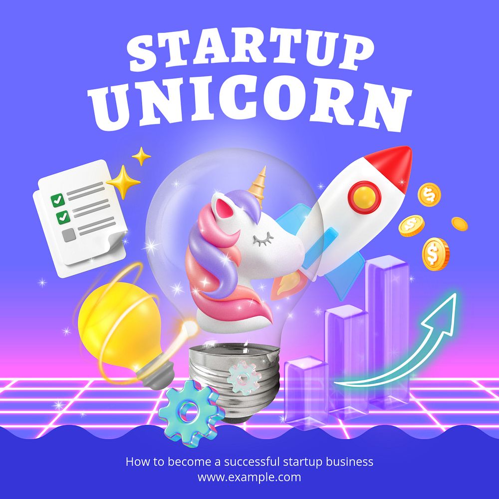 Startup unicorn Instagram post template