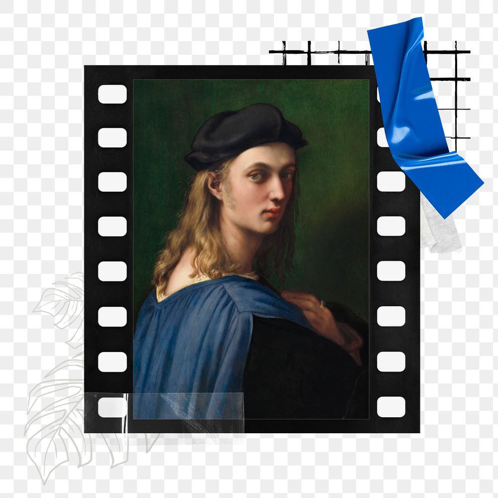 Film frame png mockup element,  Raphael's Bindo Altoviti. Remixed by rawpixel.