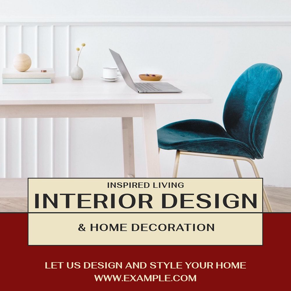 Interior design Facebook post template, editable social media ad