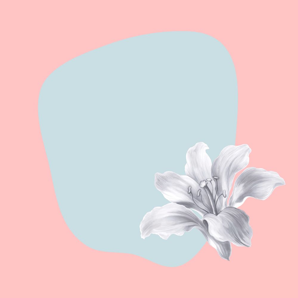 White flower frame background, editable design