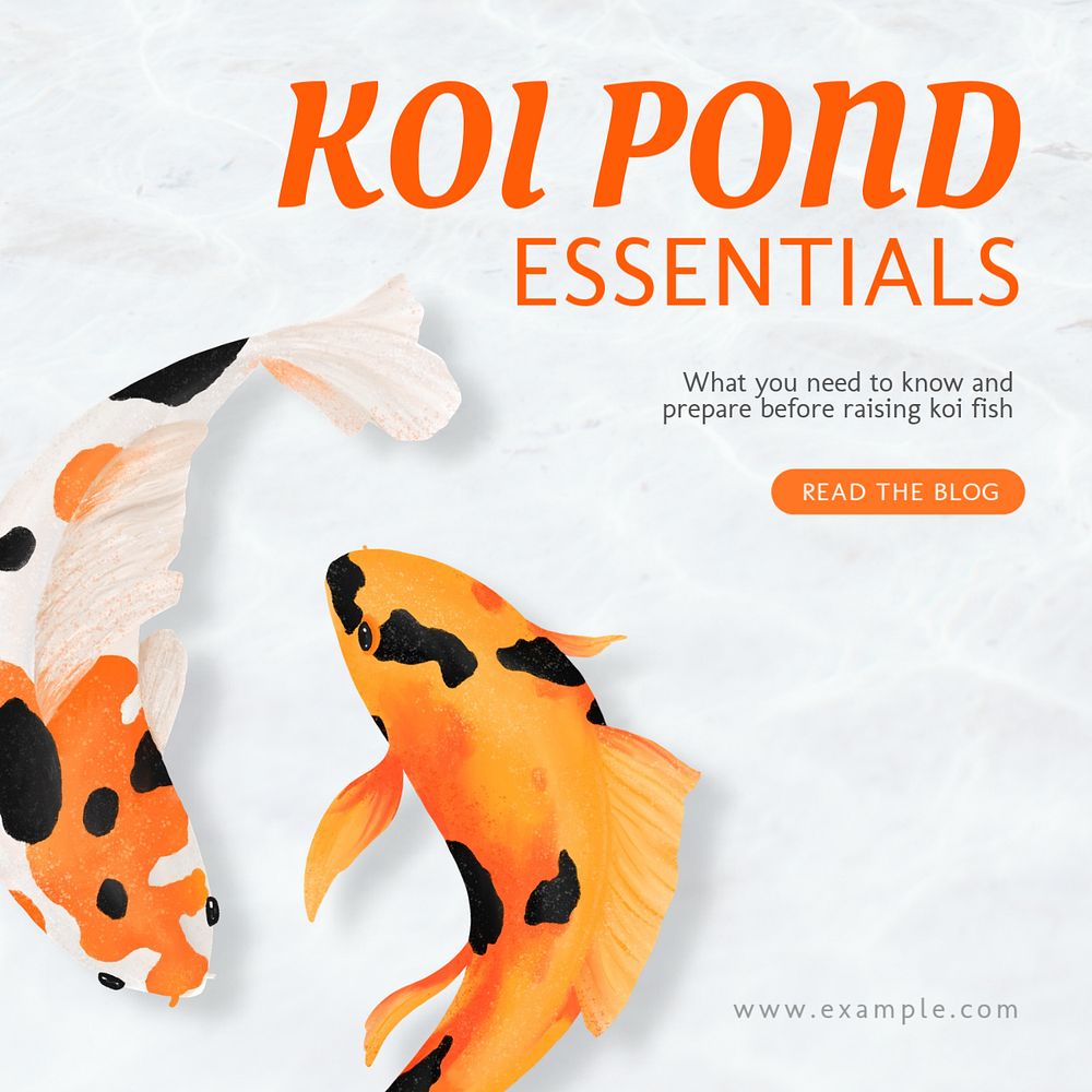 Koi pond Instagram post template, editable aesthetic paint remix 