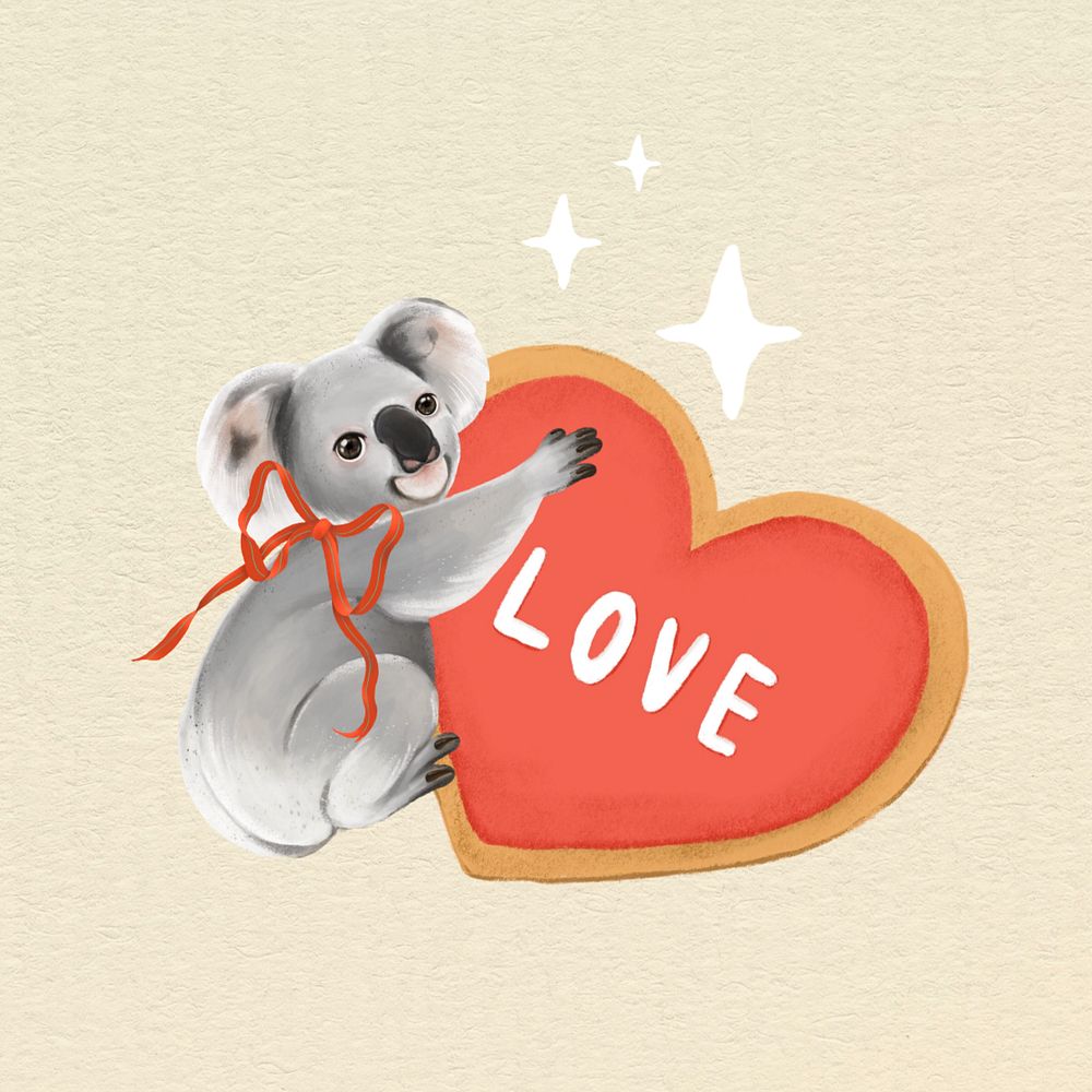 Valentine's koala, aesthetic illustration, editable design