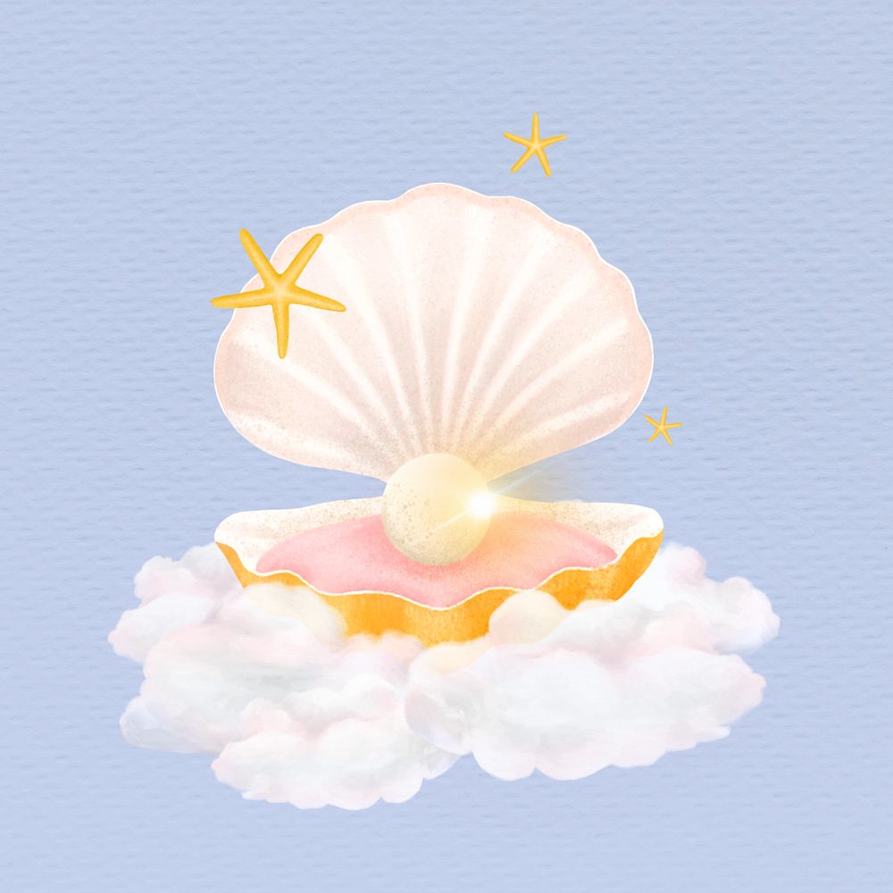 Aesthetic pearl shell, aesthetic illustration, editable design