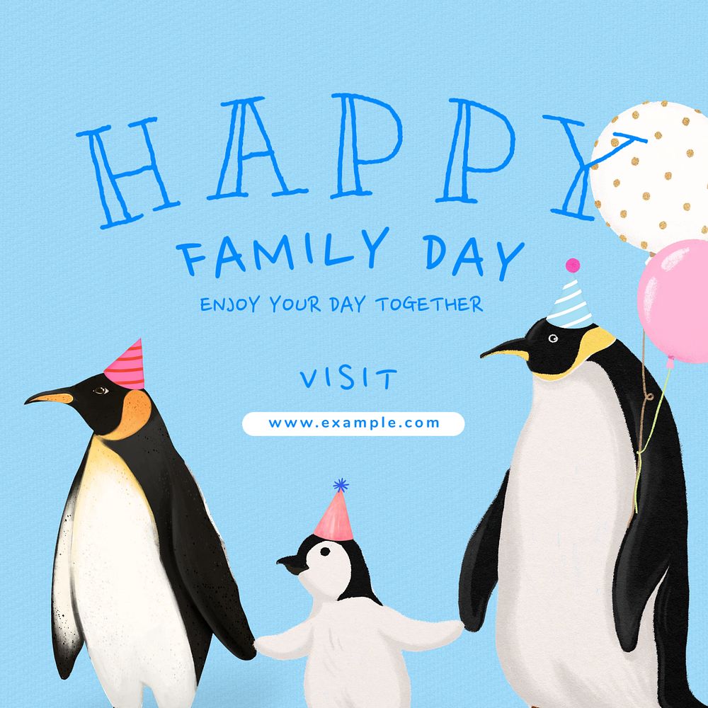 Family day Instagram post template, editable aesthetic paint remix 