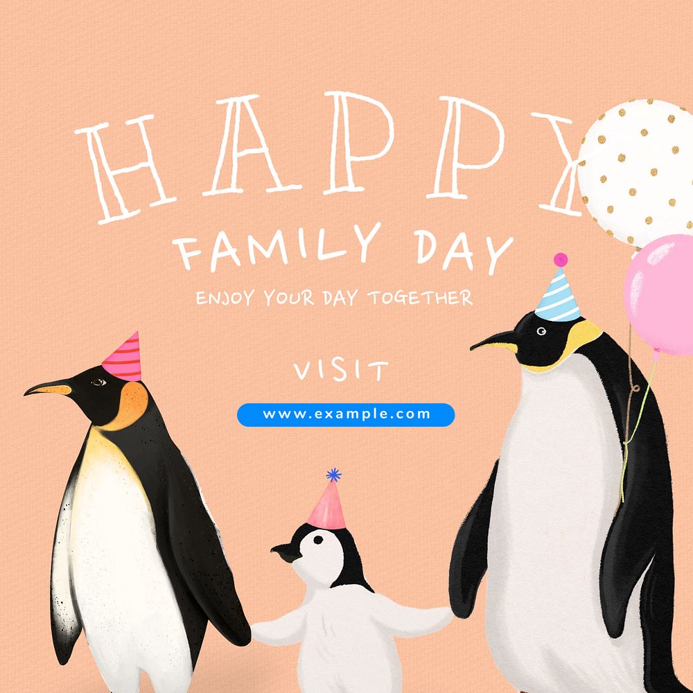 Family day Instagram post template, editable aesthetic paint remix 