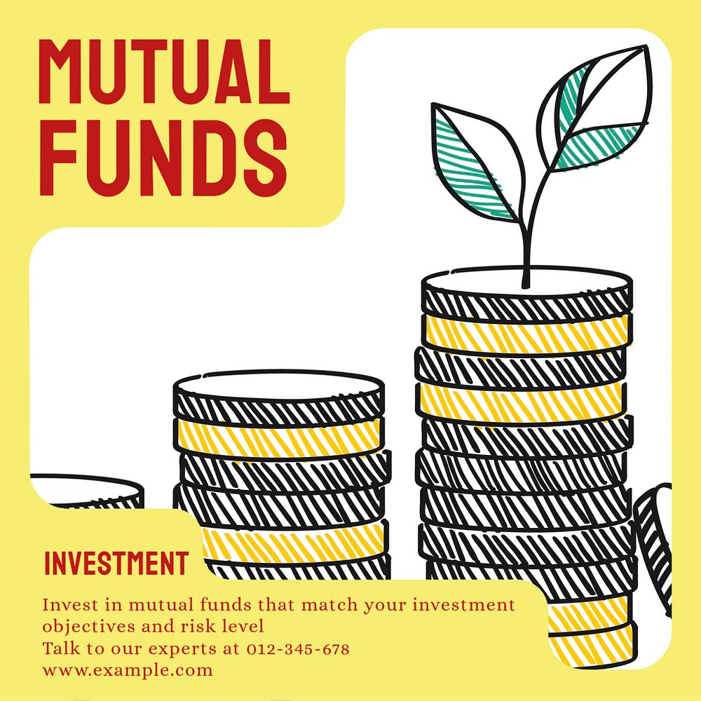 Mutual funds Facebook post template, editable social media ad