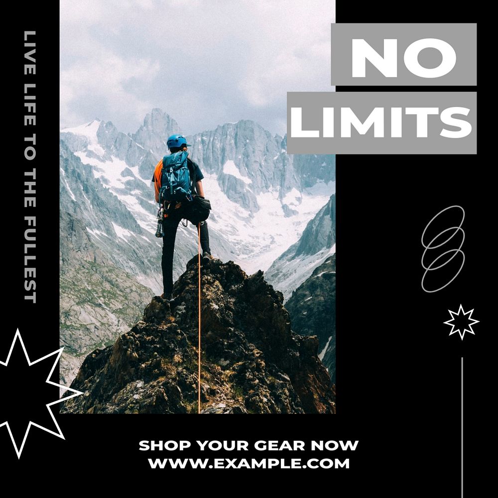 Adventure clothing shop Facebook post template, editable social media ad