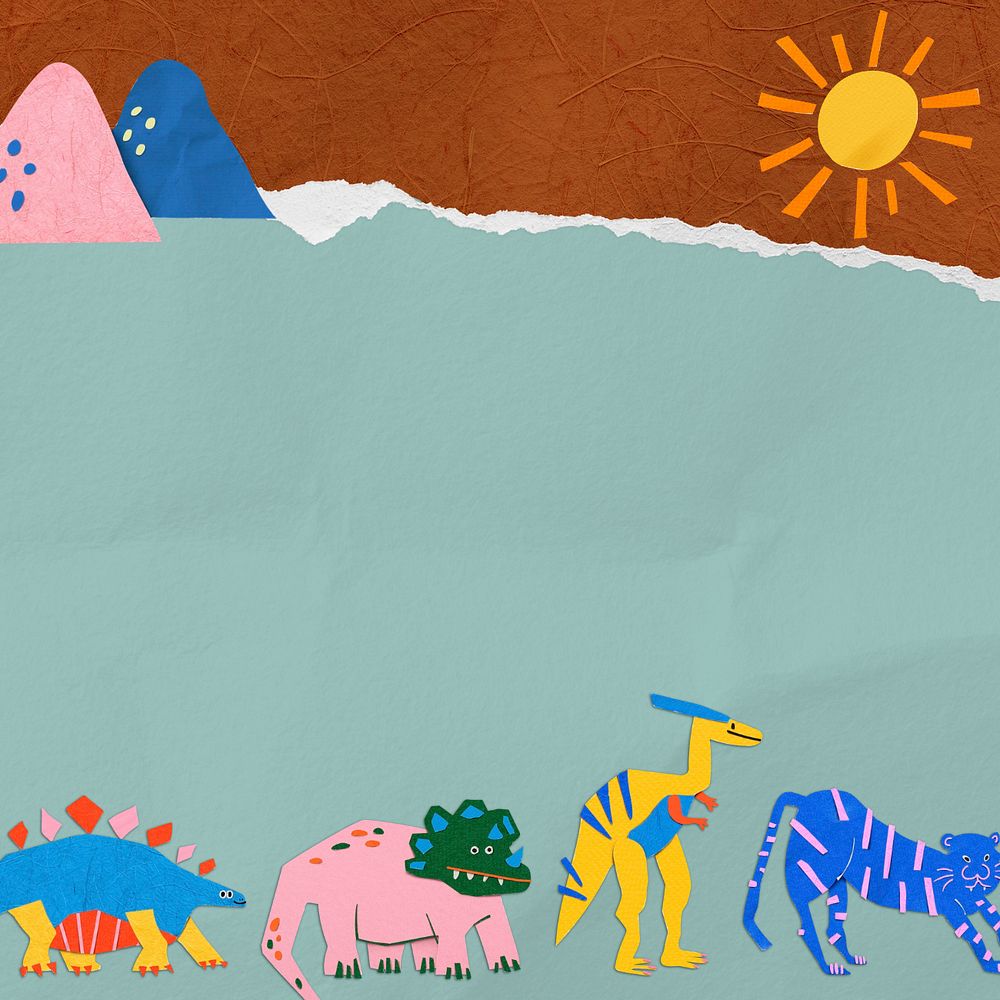 Dinosaur & animal editable paper craft background