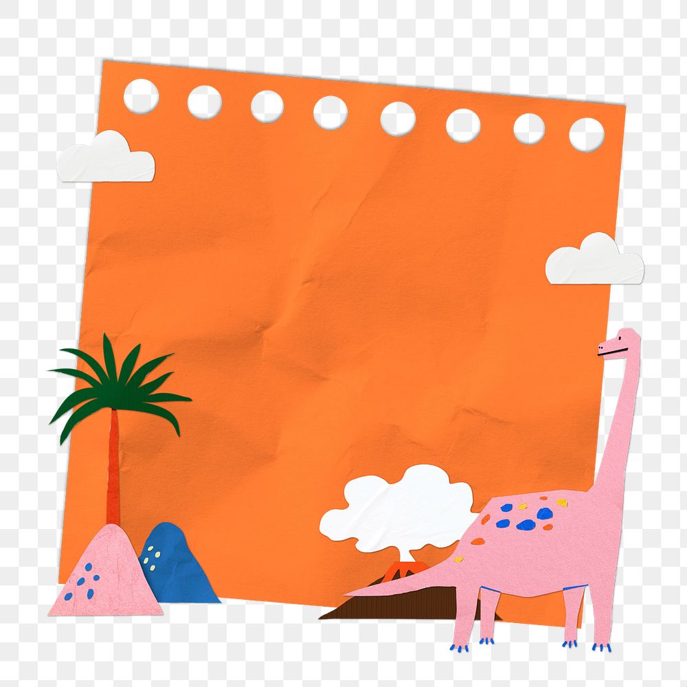 Dinosaur paper note badge PNG sticker, editable collage remix