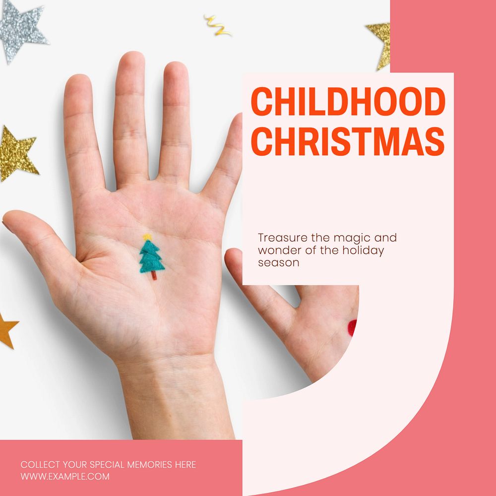 Christmas childhood memories Facebook post template, editable social media ad