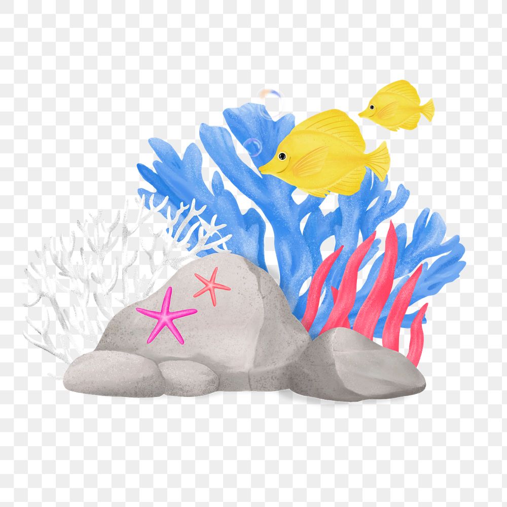 Coral reef sticker png illustration, editable element group