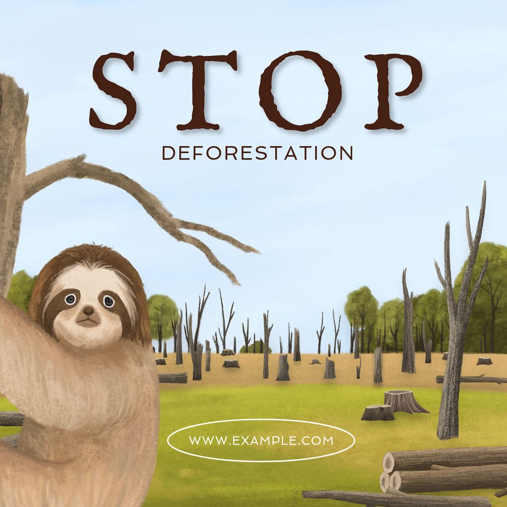 Stop deforestation Instagram post template, editable aesthetic paint remix 