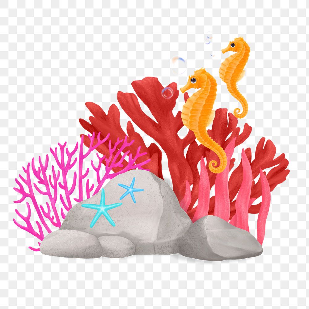 Coral reef sticker png illustration, editable element group