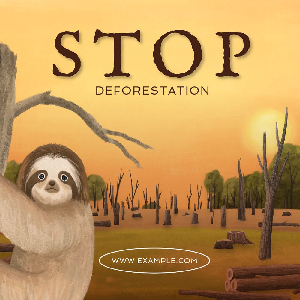 Stop deforestation Instagram post template, editable aesthetic paint remix 