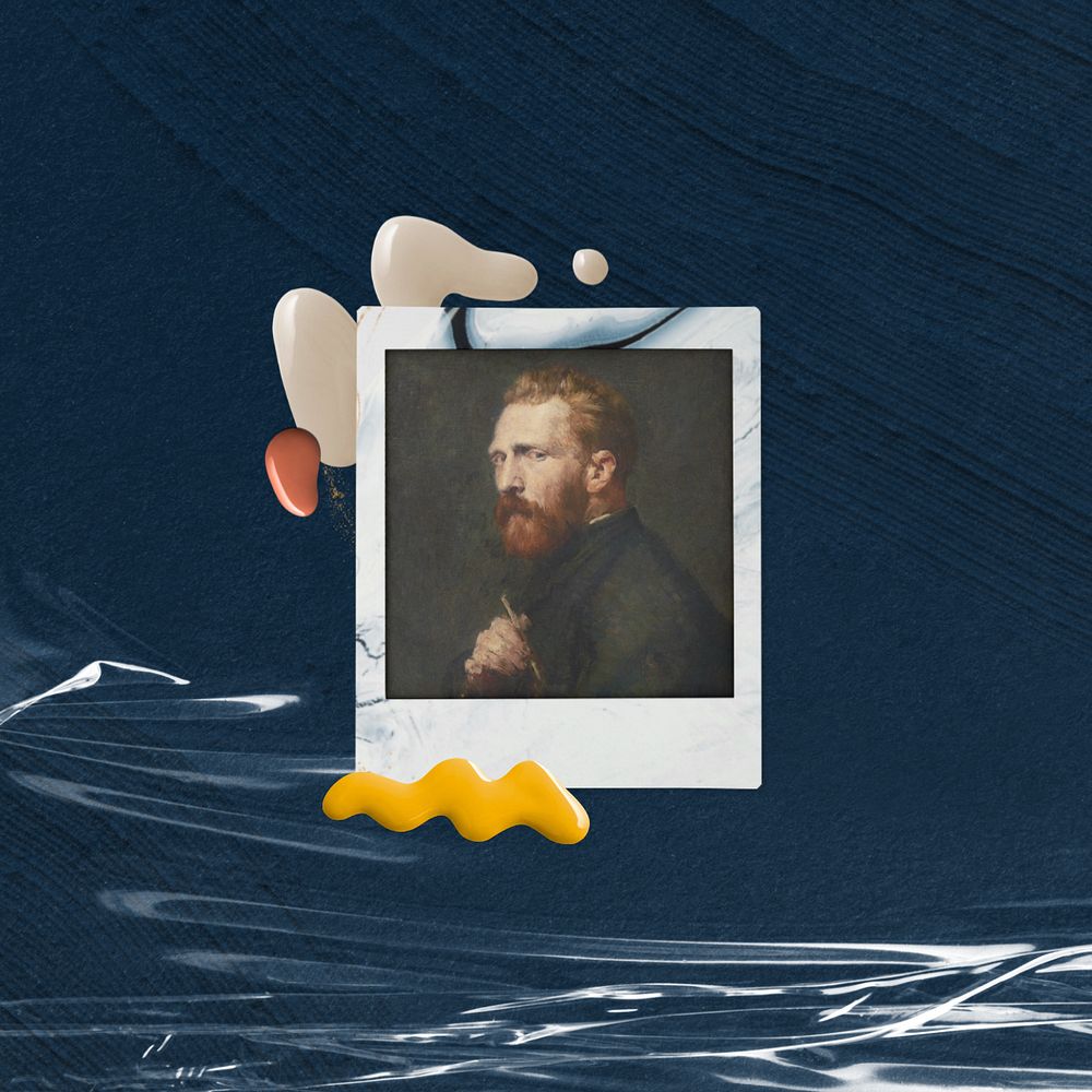 John Russell's Portrait of Vincent van Gogh instant film frame, Memphis design. Remixed by rawpixel. 