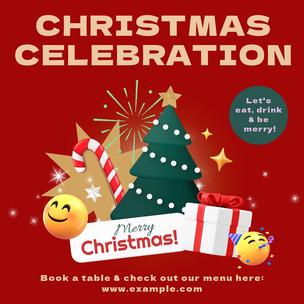 Christmas celebration Instagram post template, editable text