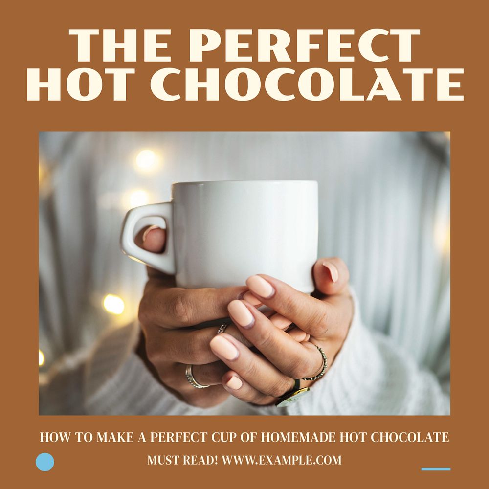 Hot chocolate Facebook post template, editable social media ad