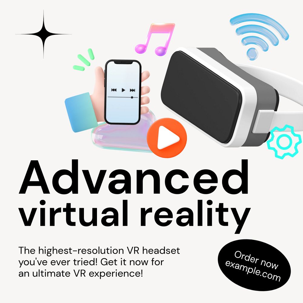 Advanced VR Instagram post template, editable text