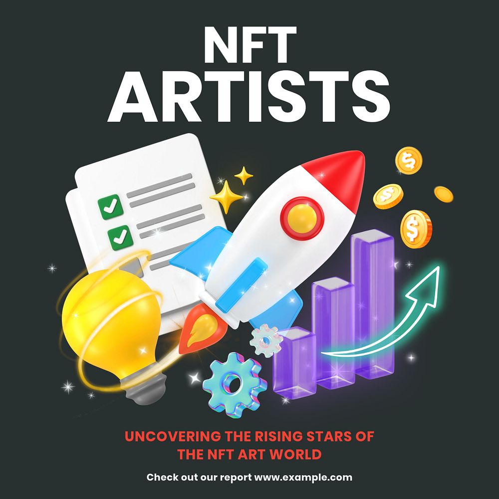 NFT artists Instagram post template, editable design